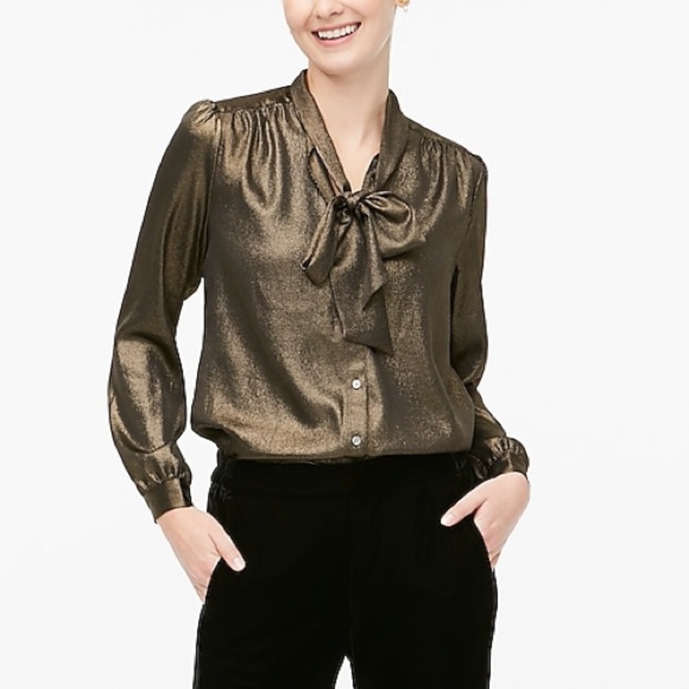 J. Crew Bow Top with Foil Stripe